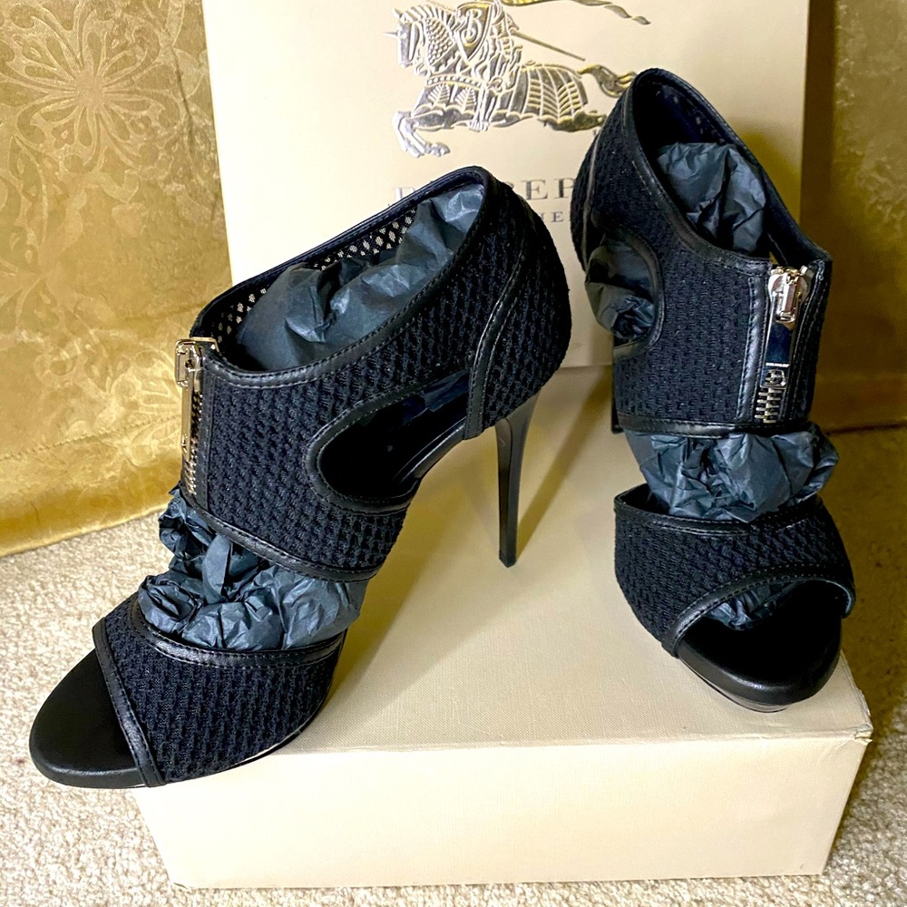 Burberry Black Mesh 115 Black Platform Sandal